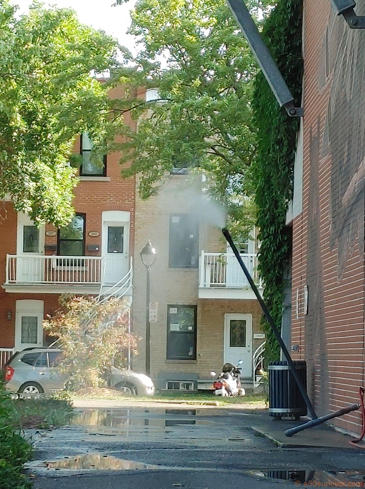 暑い日の公園隅のミスト